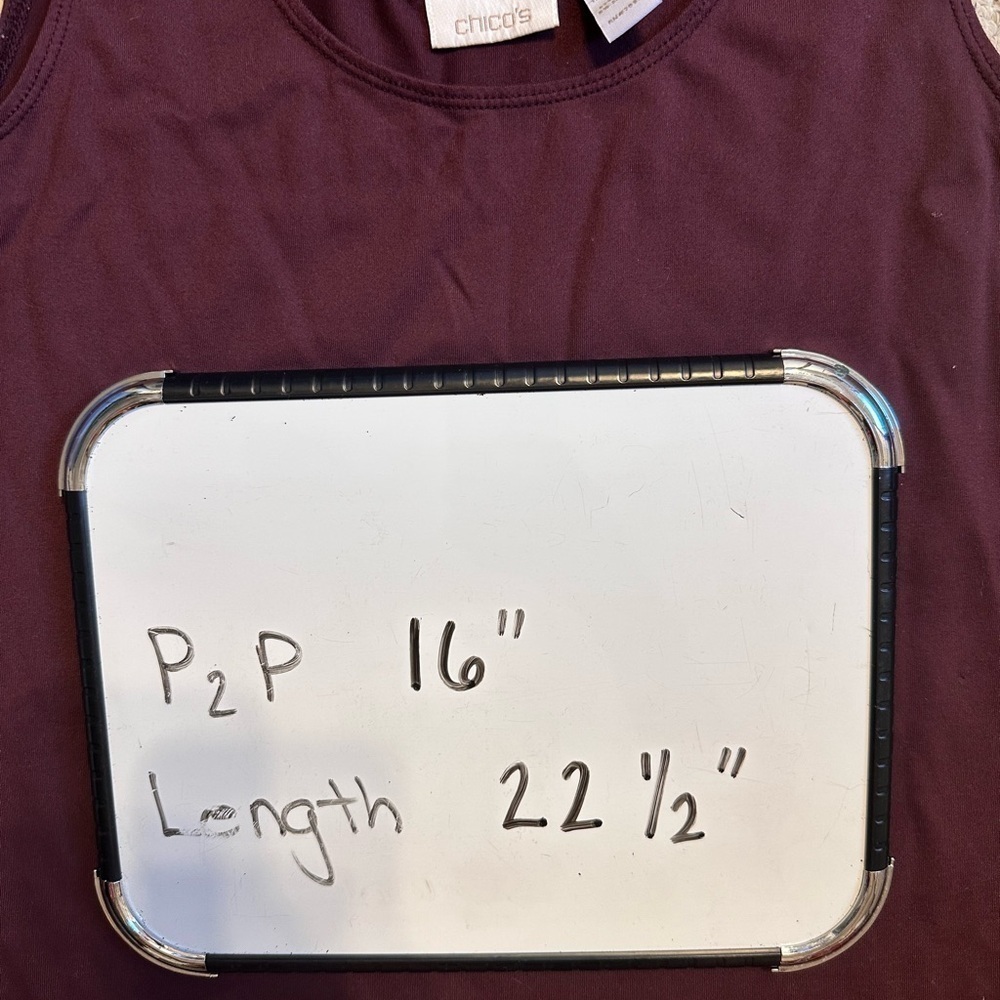 Chico’s Maroon High Neck Tank Top Basic Knit Sleeveless  Size 0 - Picture 4 of 5